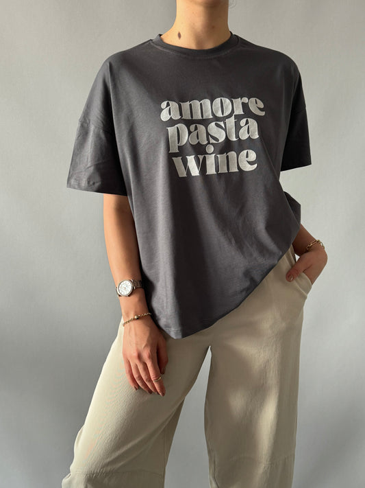 Amore Pasta Wine Yazılı Tişört